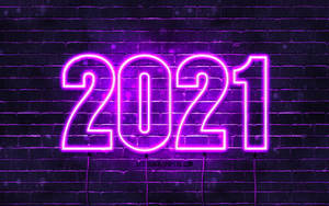 Неоновое фиолетовое поздравление с Новым 2021 годом — Неоновый фиолетовый Обои