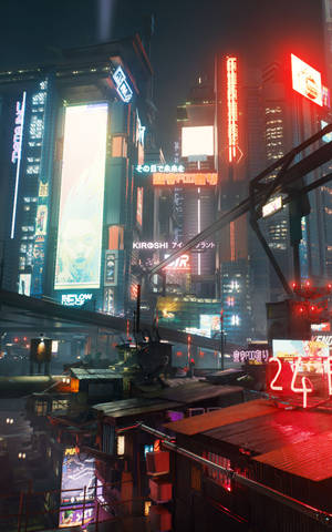 Огни ночного города в Cyberpunk для Android — Галактика Tab S Обои