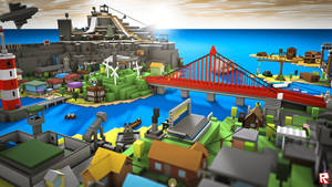 Крутые 3D обои с городской архитектурой в видеоигре Roblox.