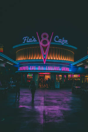 Оживленная атмосфера в кафе Flo's V8 в Disney California Adventure Park — Huawei MatePad Air (2026) Обои