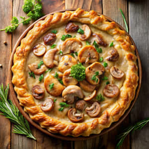 грибы,кулинария,французский,бекон,курица,корочка,яйцо,здоровый,обед,мясо,лук,пирог,тарталетка,осень,сыр,сливки,ужин,блюдо,эпикур,еда