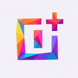 Логотип OnePlus, выполненный из разноцветных геометрических треугольников в стиле low poly. — OnePlus Обои