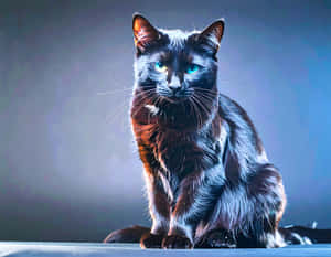 Кот,Черный кот,Черный,Сидящий — Кот Обои