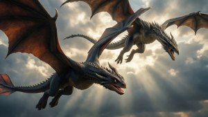 Три дракона величественно парят в облаках — Игра престолов 8 сезон Обои
