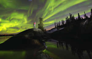 Потрясающие снимки — Зеленое небо Обои