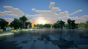Minecraft облачный рассвет природа вид обои