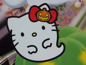 Обои с белым призраком Hello Kitty на Хеллоуин — Hello Kitty Хэллоуин Обои