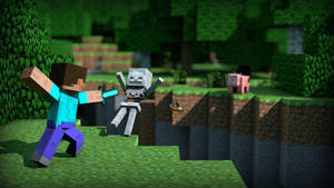Обои с фехтованием Стива из Minecraft