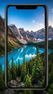 Яркая природная сцена на обоях экрана iPhone X.