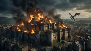 Королевская Гавань горит, пока Дейенерис атакует — Игра престолов 8 сезон Обои