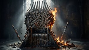 Железный Трон, уничтоженный огнём Дрогона — Игра престолов 8 сезон Обои