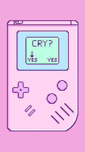 Обои с розовым Game Boy и меню плача
