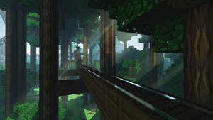 Minecraft лес солнечный луч HD обои