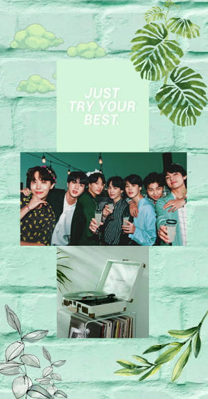 Супер светло-зеленый эстетичный BTS — Bts групповое фото гиф Обои
