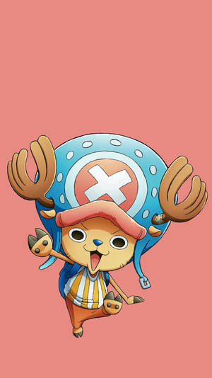 Телефонные обои с Чоппером из One Piece на персиковом фоне