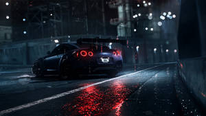 Темно-синий Nissan GT R 4K