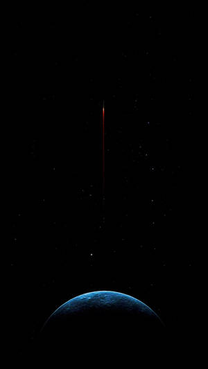 AMOLED обои поверхности луны на звёздном фоне.