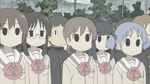Ученики из Nichijou в тусклых тонах — Аниме ноутбук Обои