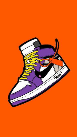 Фиолетовые и оранжевые мультяшные кроссовки Nike — Крутой iPhone Обои