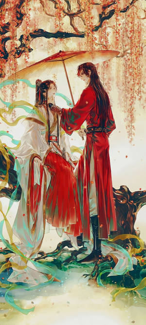 Hua Cheng under a cherry blossom обои — Pixel 10 Обои
