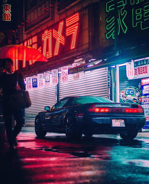 Эстетика JDM авто с красными огнями