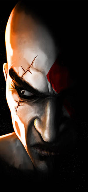 Обои с яростным Кратосом из игры God Of War — iPhone 13 Обои